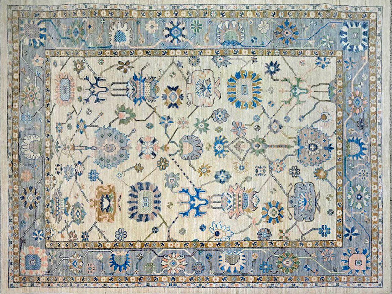 Hand-knotted Oushak style rug